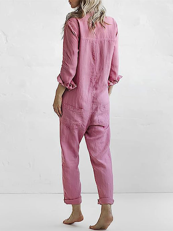 Langarm-Jumpsuit Damen aus Baumwolle