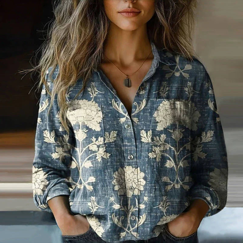 Langarmbluse Damen floral-ornamental