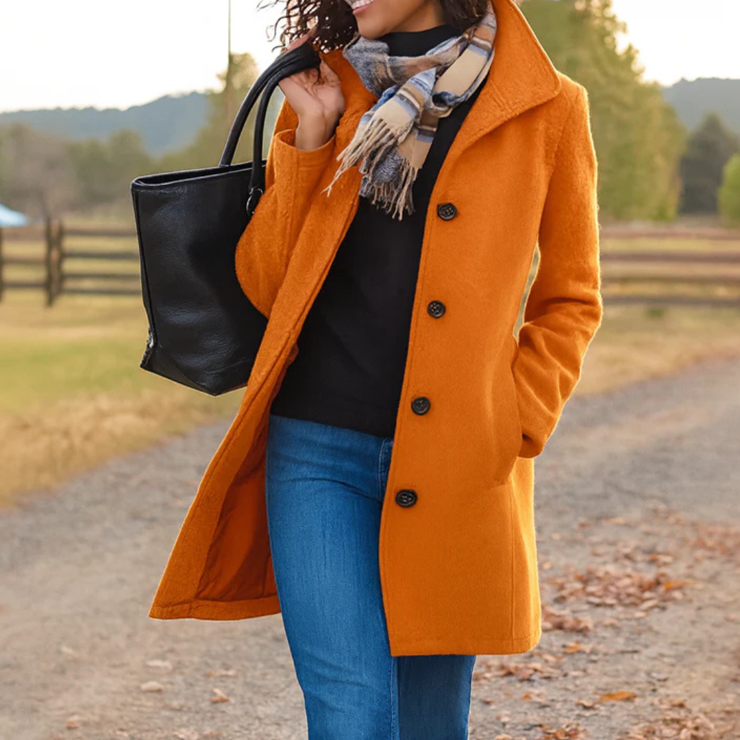 Wintermantel Damen klassisch – eleganter Mantel mit Knopfleiste vorne