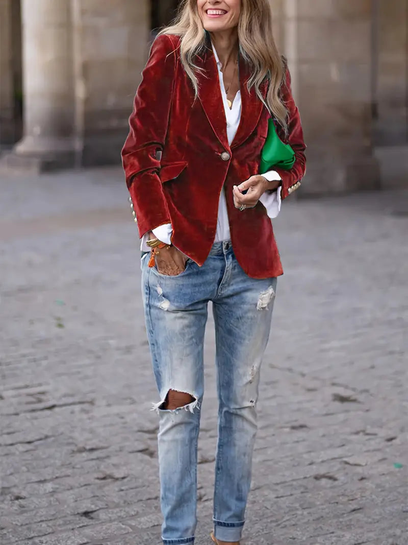 Blazer tailliert mit einem Knopf – klassischer Blazer mit Reverskragen