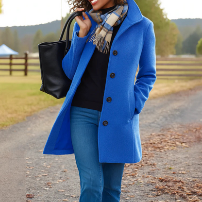 Wintermantel Damen klassisch – eleganter Mantel mit Knopfleiste vorne