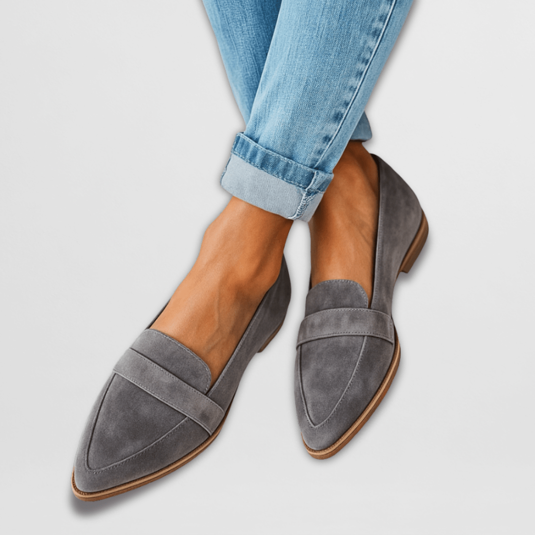 Orthopädische Loafer Damen aus Wildleder – bequeme Slipper, Detailansicht