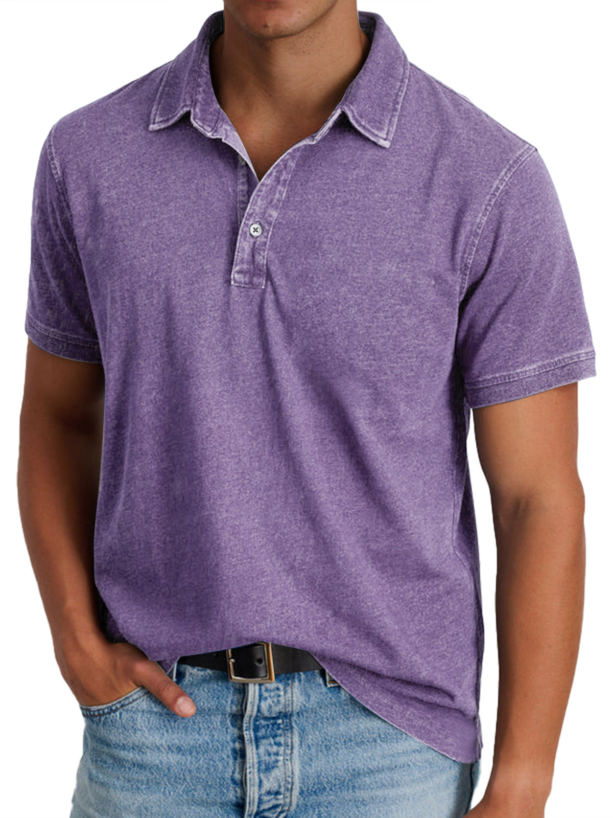 Poloshirt aus Baumwollmischung – klassisches Polo mit Kragen und Knopfleiste