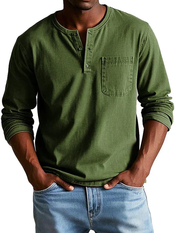 Lässiges Baumwollshirt Herren langarm