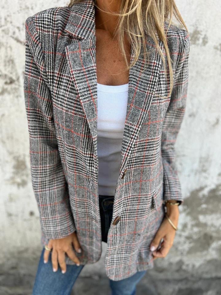 Karierter Blazer Damen aus Wollmischung