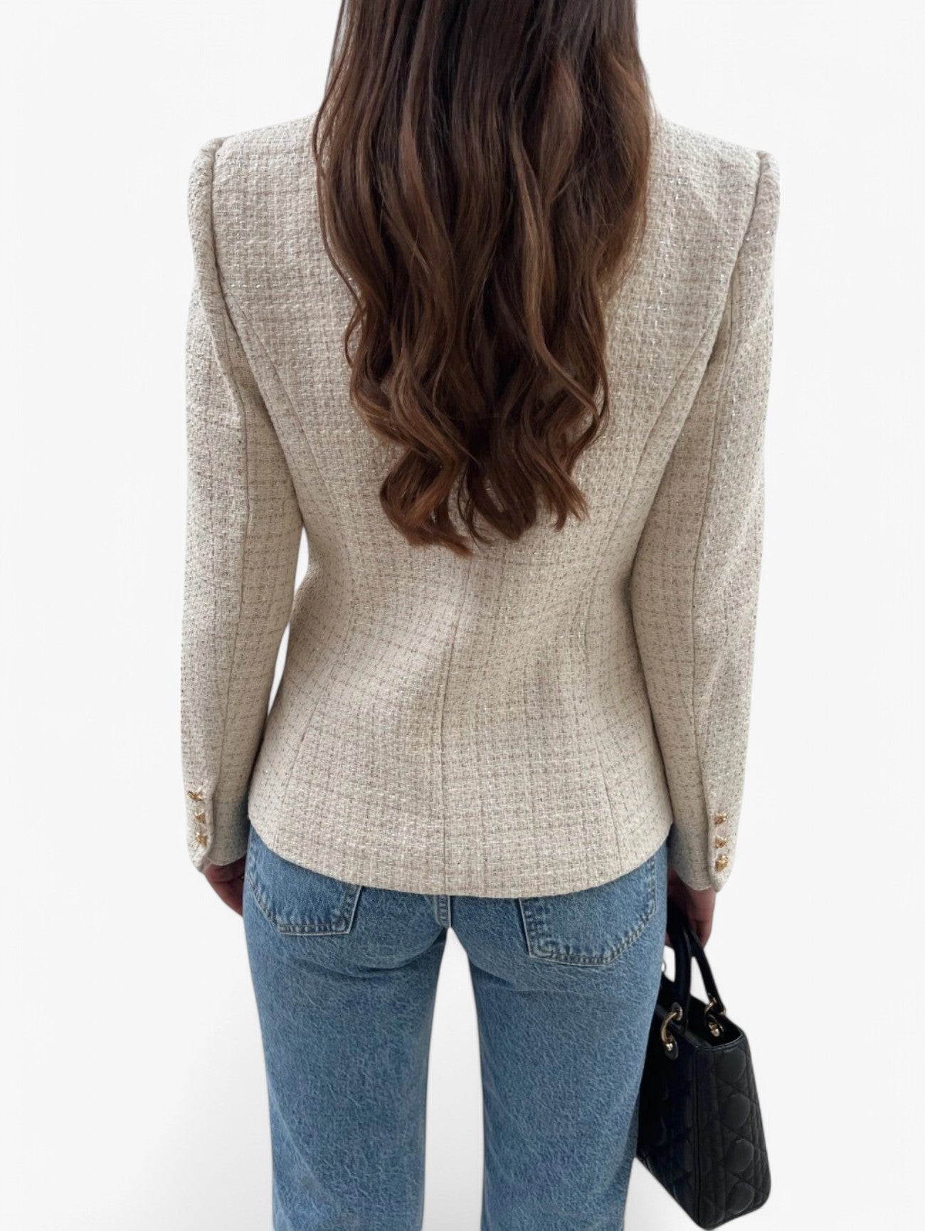Tweed-Blazer Damen – taillierter Blazer, Detailansicht