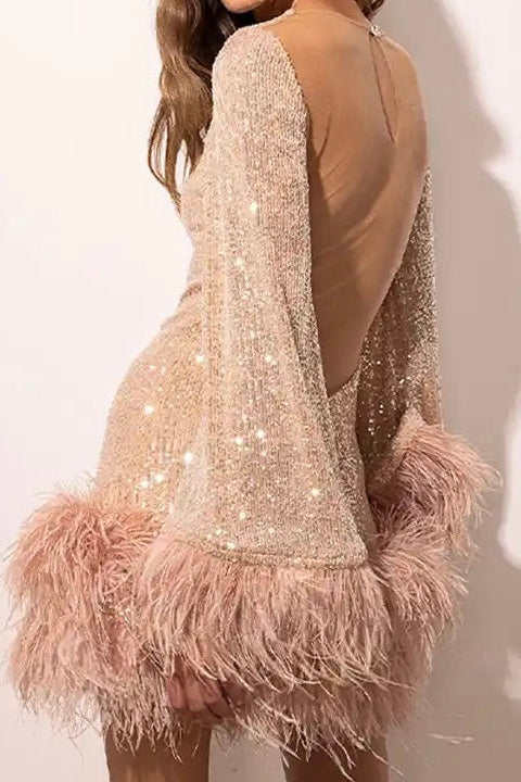 Paillettenkleid Damen aus Polyester – Minikleid, Detailansicht