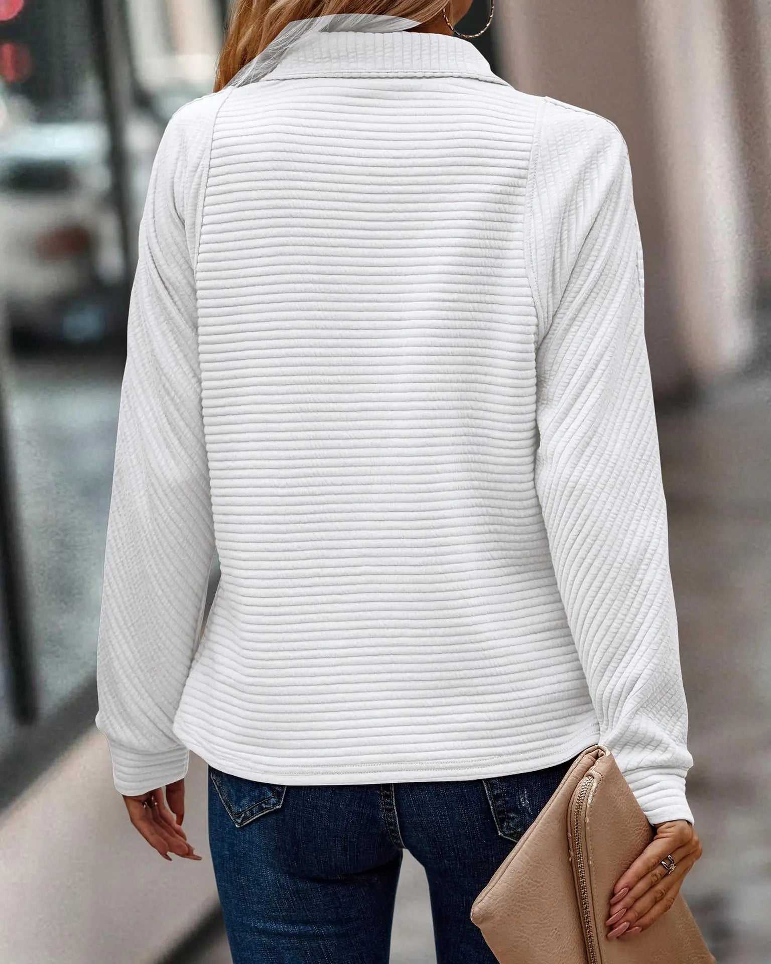 Pullover Damen mit V-Ausschnitt und Reißverschluss