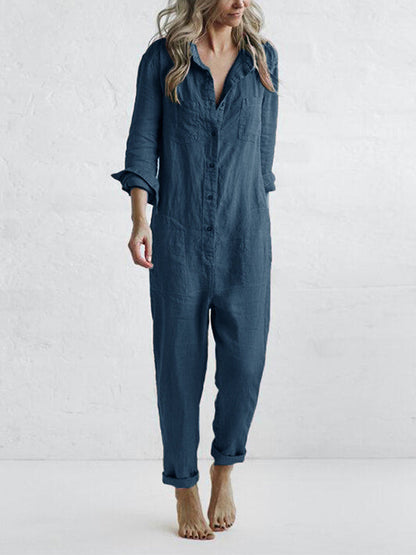 Baumwoll-Jumpsuit Damen langärmelig