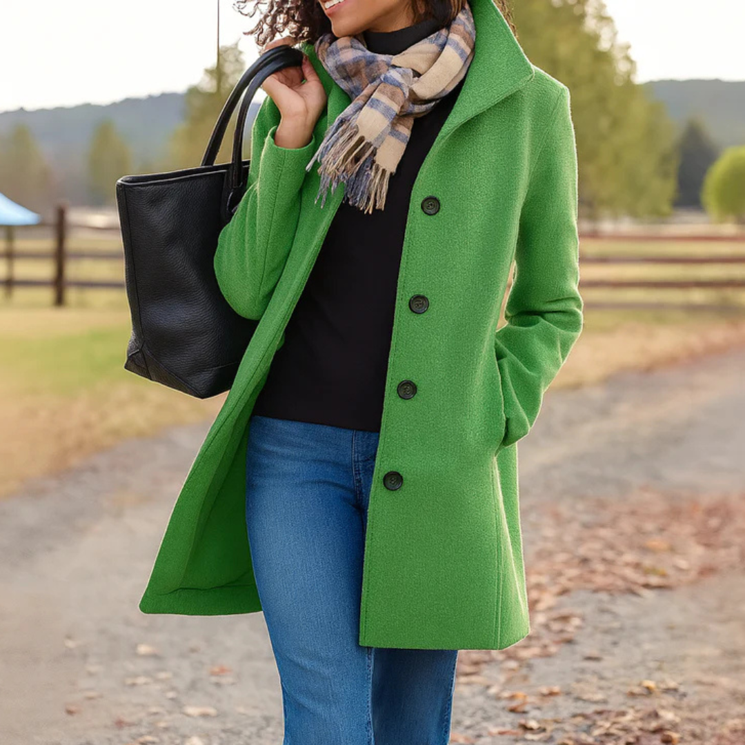 Wintermantel Damen klassisch – eleganter Mantel mit Knopfleiste vorne