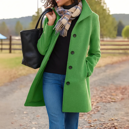 Wintermantel Damen klassisch – eleganter Mantel mit Knopfleiste vorne