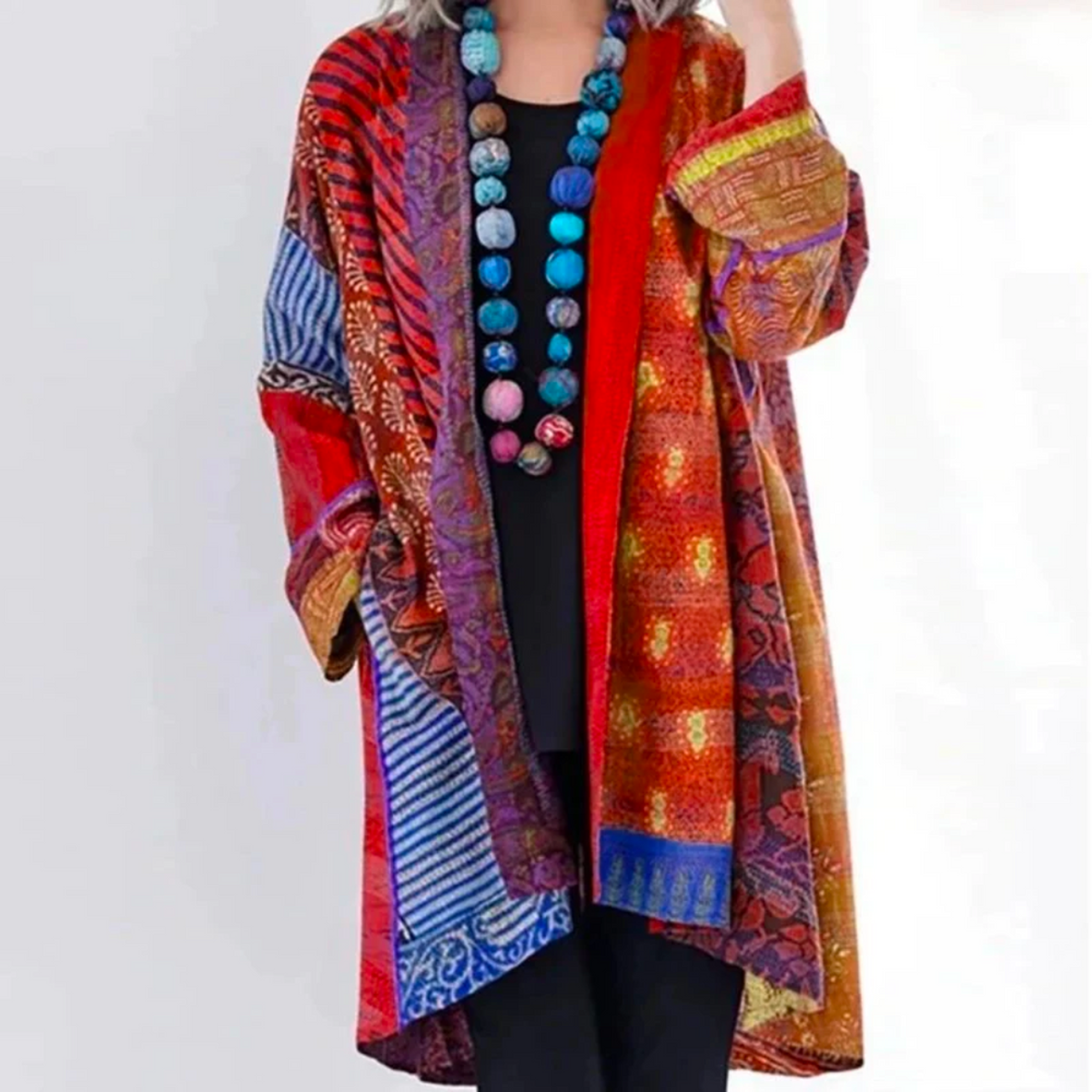 Damen Boho-Strickjacke lang – Duster Cardigan