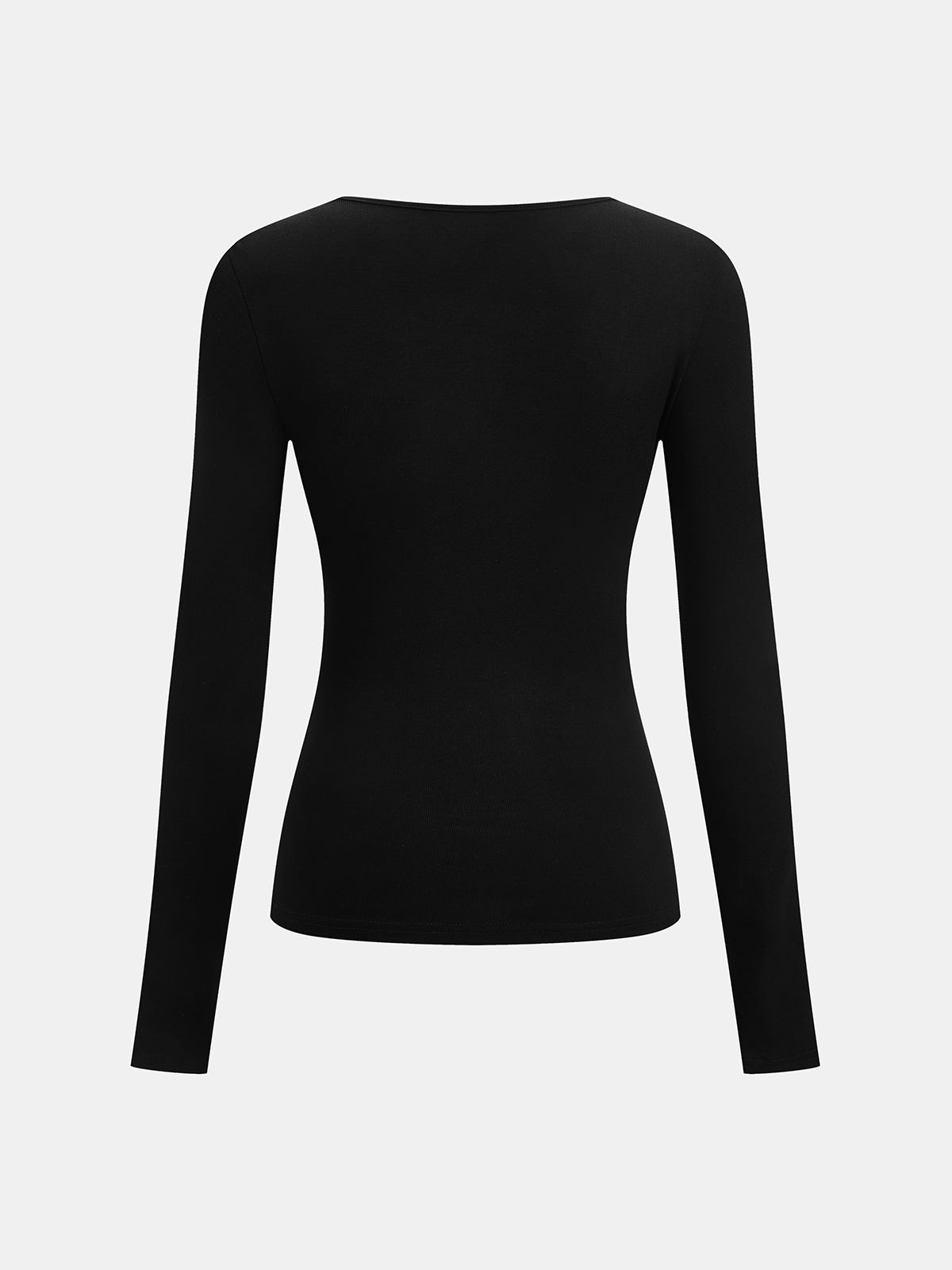 Longsleeve Damen gerippt – asymmetrisches Strickshirt in Schwarz