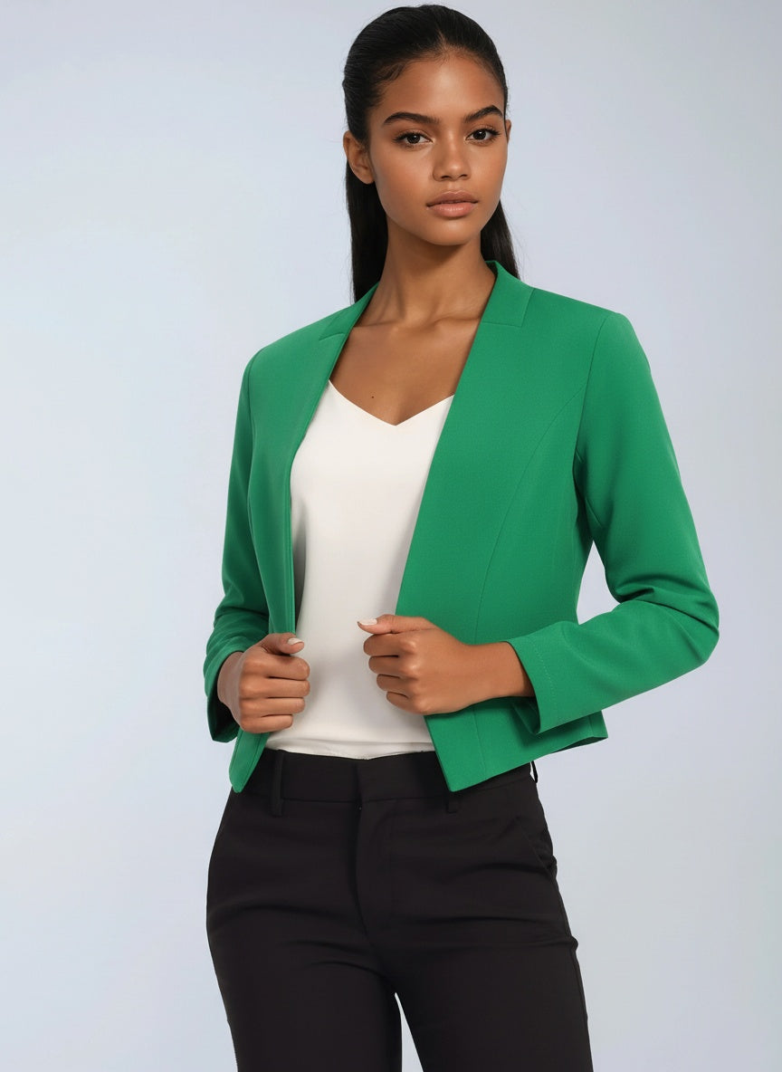 Cropped Blazer Damen aus Polyester – kurzer Blazer, Detailansicht