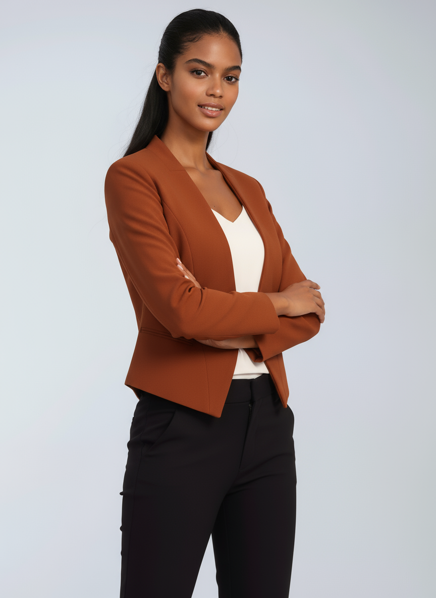 Cropped Blazer Damen aus Polyester – kurzer Blazer, Detailansicht