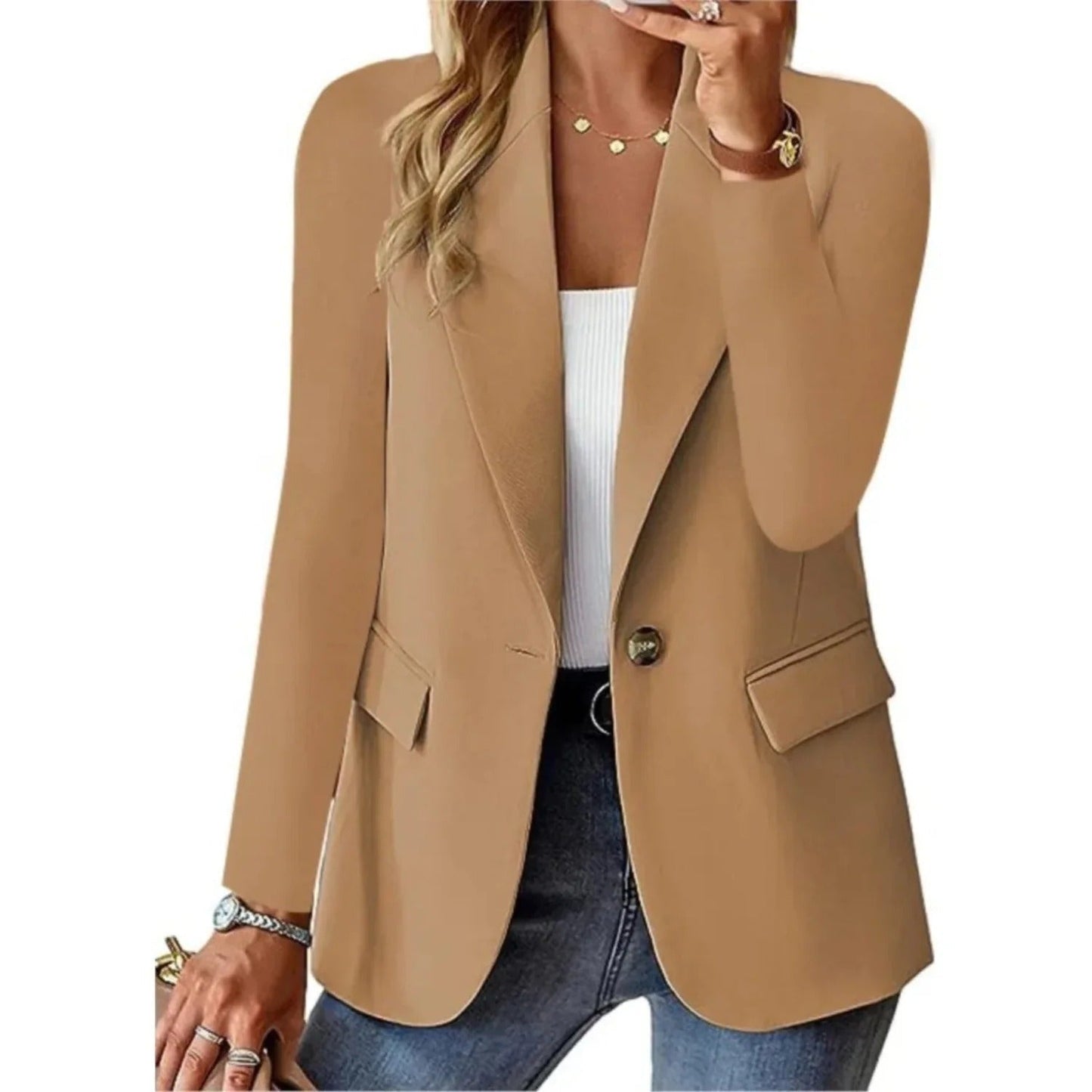 Blazer Damen aus Polyester – offener Blazer, Detailansicht