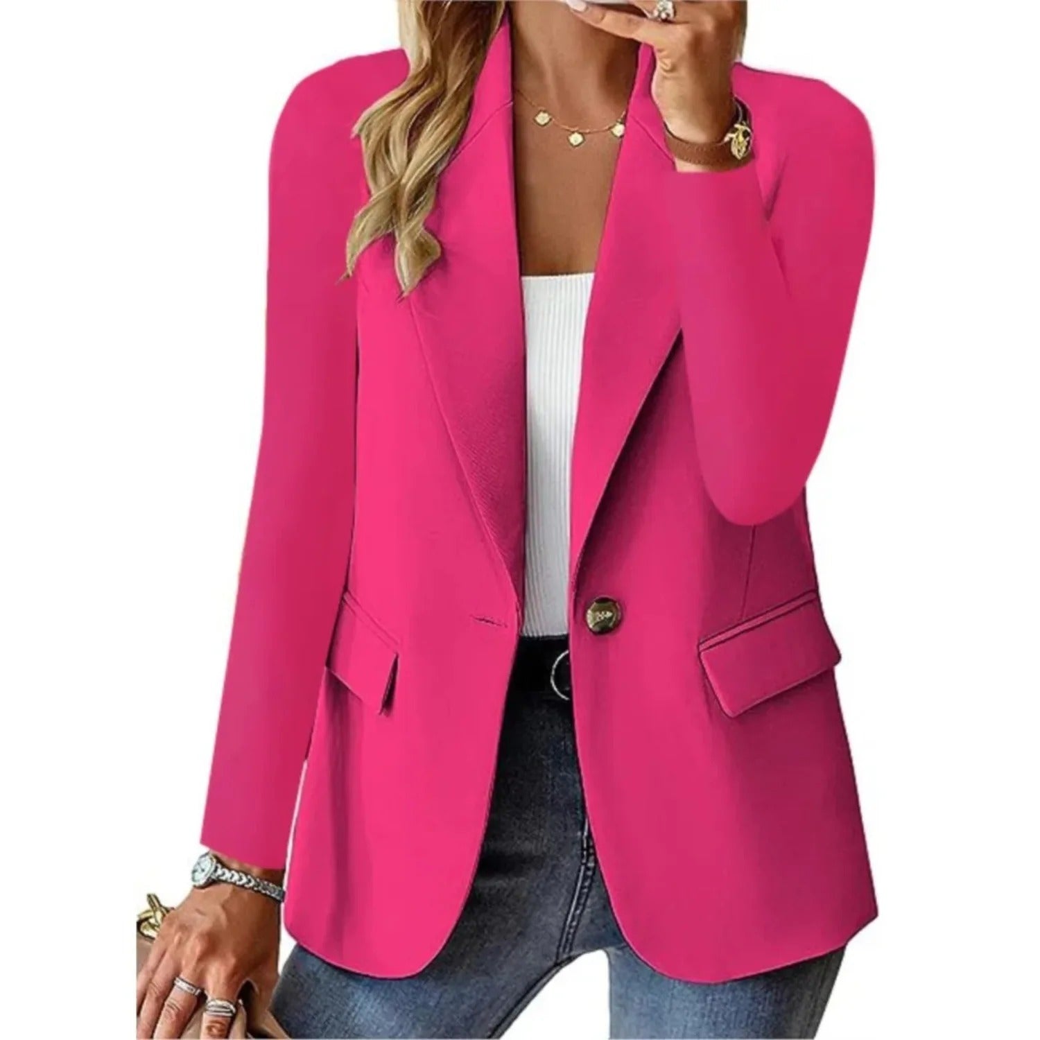 Blazer Damen aus Polyester – offener Blazer, Detailansicht