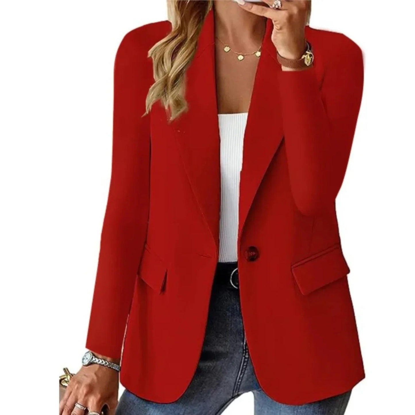 Blazer Damen aus Polyester – offener Blazer im Relaxed Fit, Detailansicht