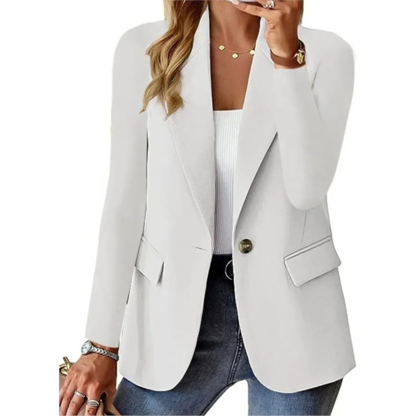 Blazer Damen aus Polyester – offener Blazer, Detailansicht