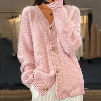 Strickjacke aus Kaschmir mit Knopfleiste – klassischer Cardigan mit langen Ärmeln