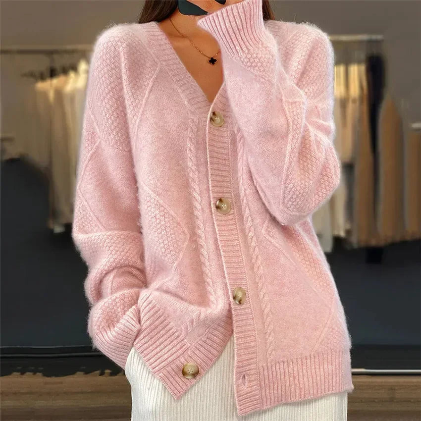 Strickjacke aus Kaschmir mit Knopfleiste – klassischer Cardigan mit langen Ärmeln