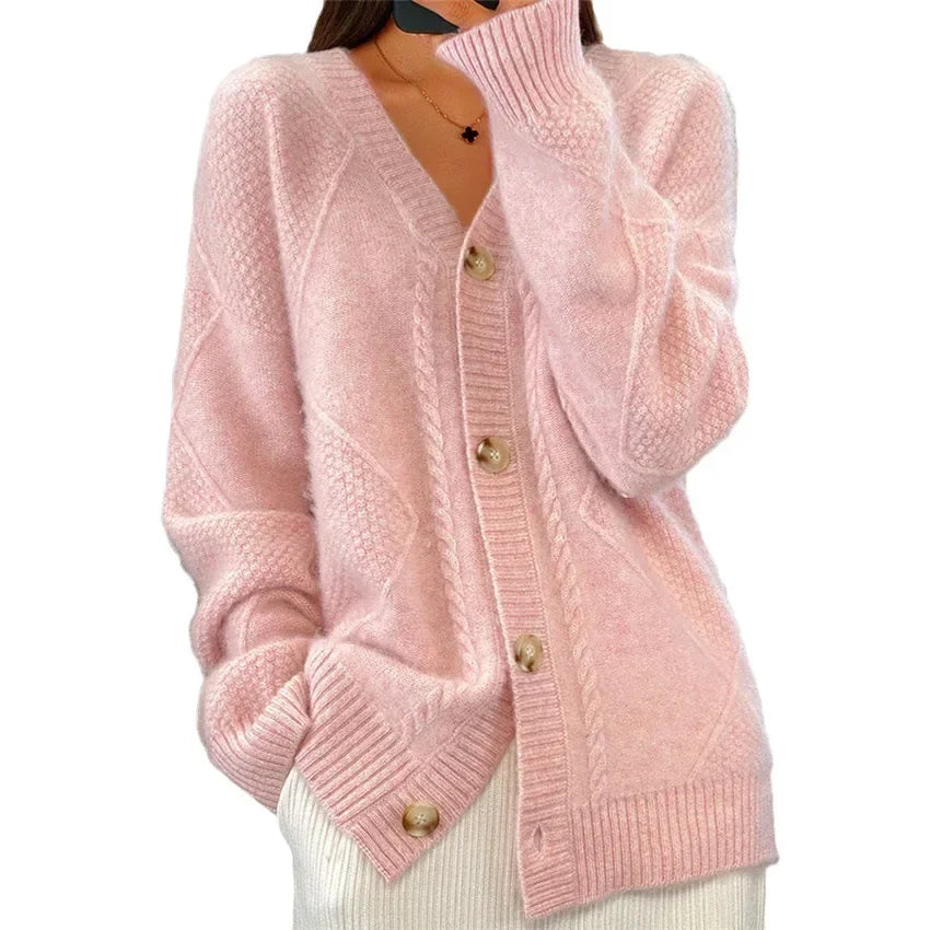 Damen Strickjacke mit Knöpfen langarm