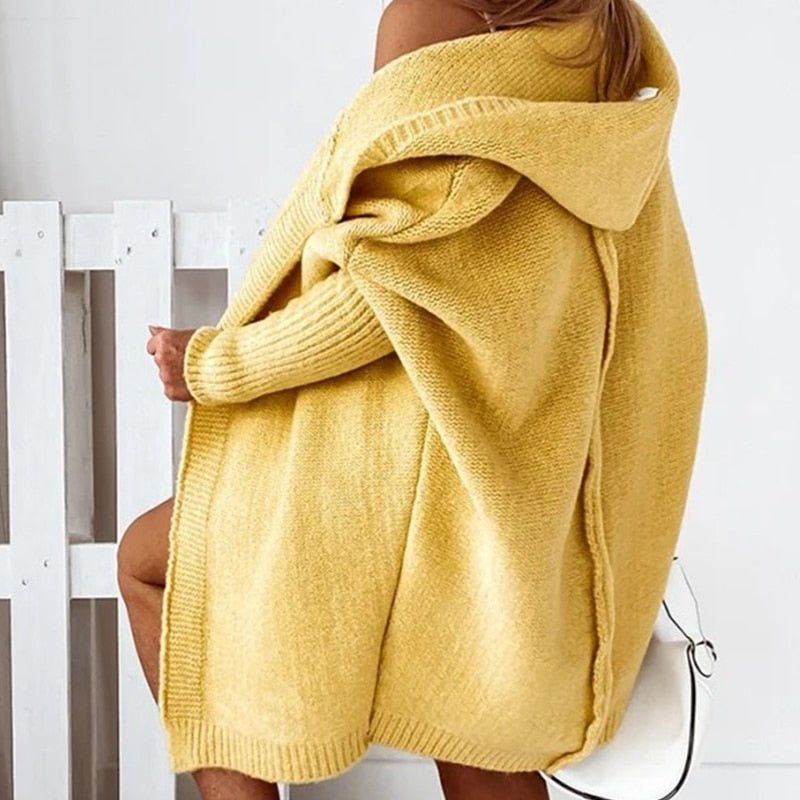 Cardigan Damen mit Kapuze aus Strick