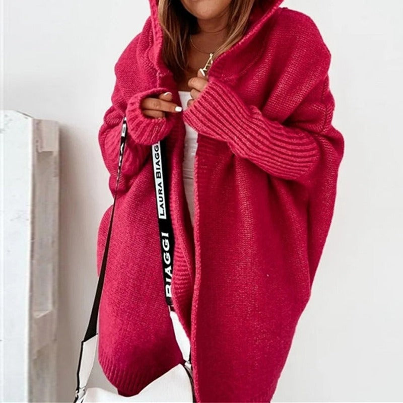 Longline Cardigan Damen mit Kapuze