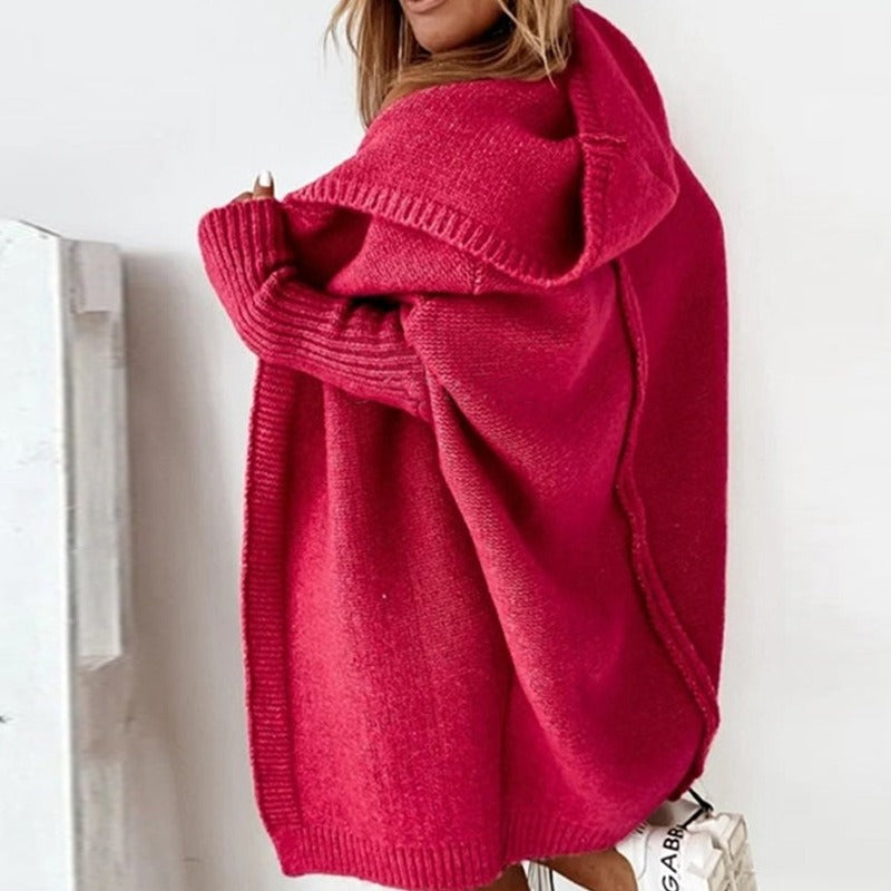 Cardigan Damen mit Kapuze aus Strick