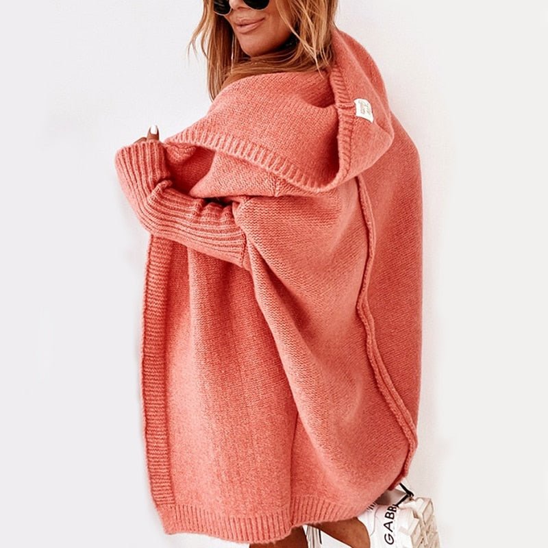Oversized Strickjacke Damen mit Kapuze