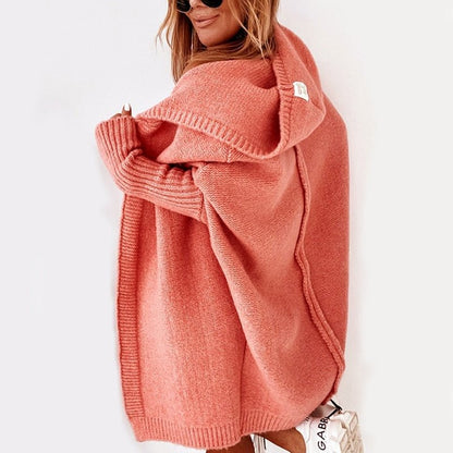 Oversized Strickjacke Damen mit Kapuze