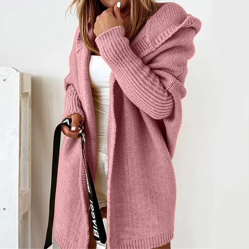 Oversized Strickjacke Damen mit Kapuze