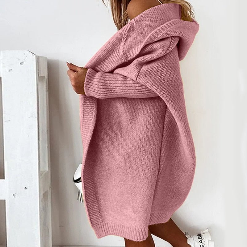 Cardigan Damen mit Kapuze aus Strick