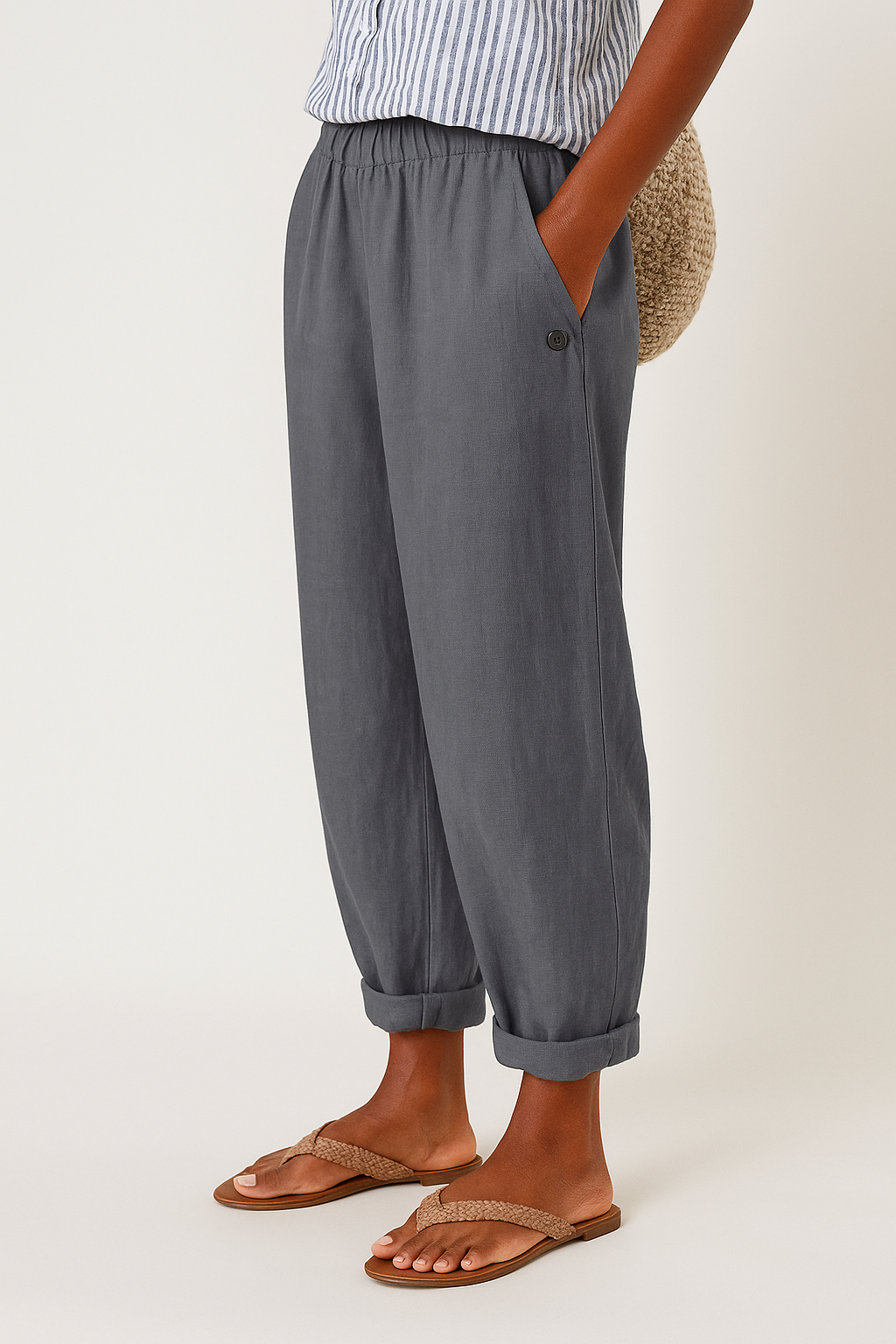 Cropped-Hose Damen mittelhoher Bund