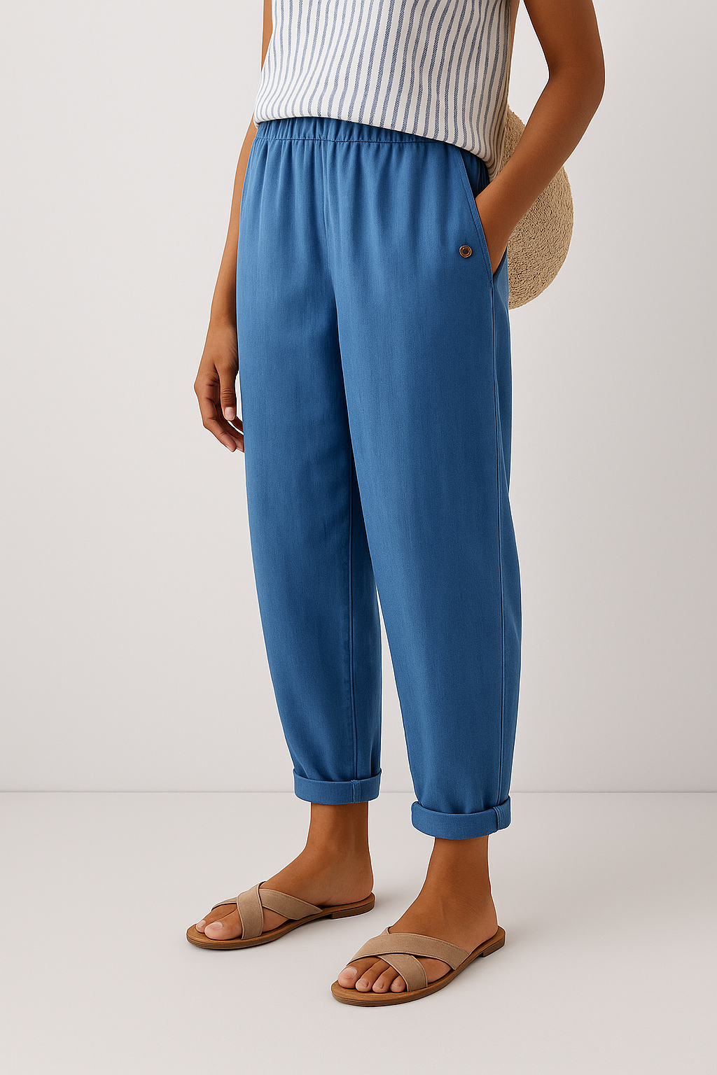 Damenhose gerade in verkürzter Länge