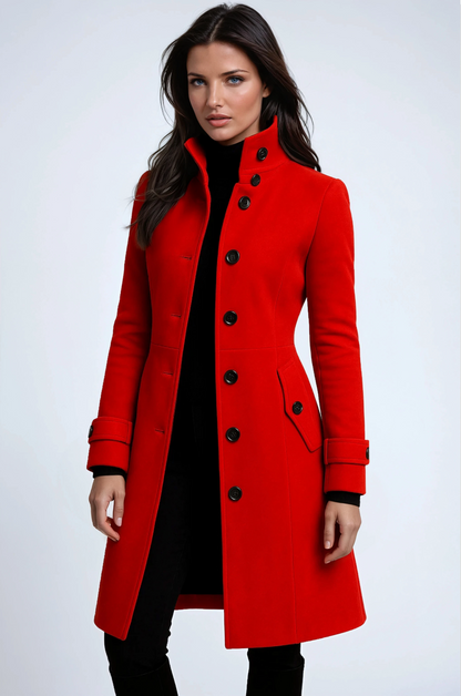 Klassischer Winter-Trenchcoat Damen aus Wolle – eleganter langer Wollmantel