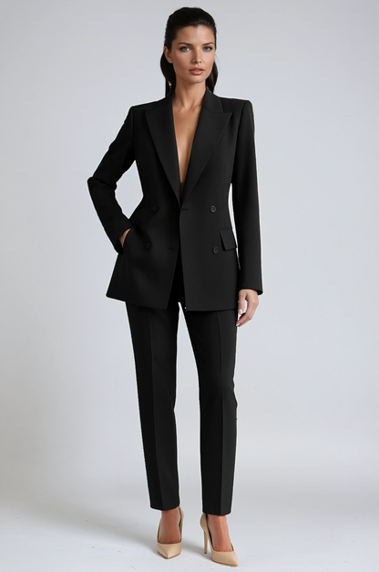 Hosenanzug Damen aus Polyester – zweireihiges Blazer-Set, Detailansicht