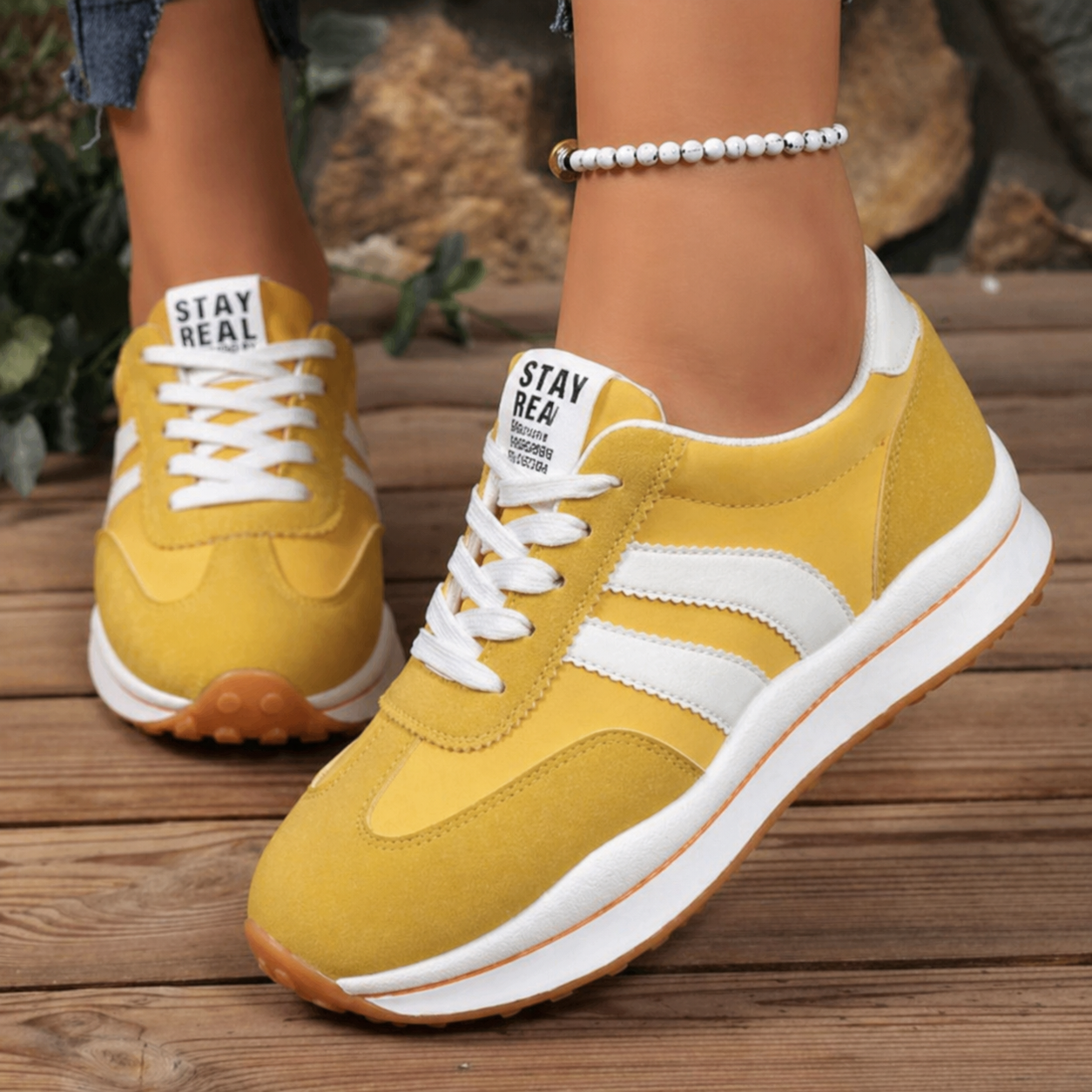 Schnür-Sneaker Damen mit Plateausohle