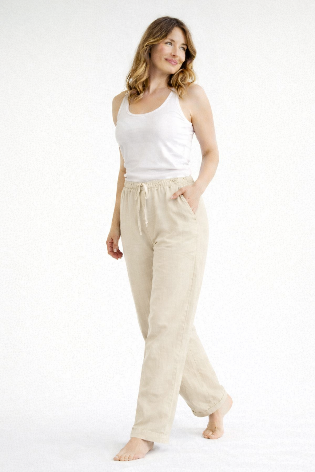 Damenhose High Waist mit elastischem Bund