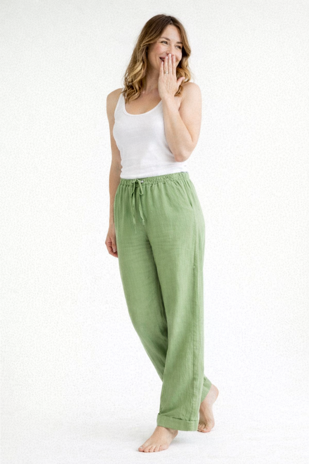 High-Waist-Hose Damen gerader Schnitt