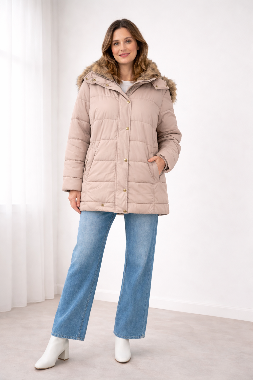 Unifarbene Steppjacke Damen