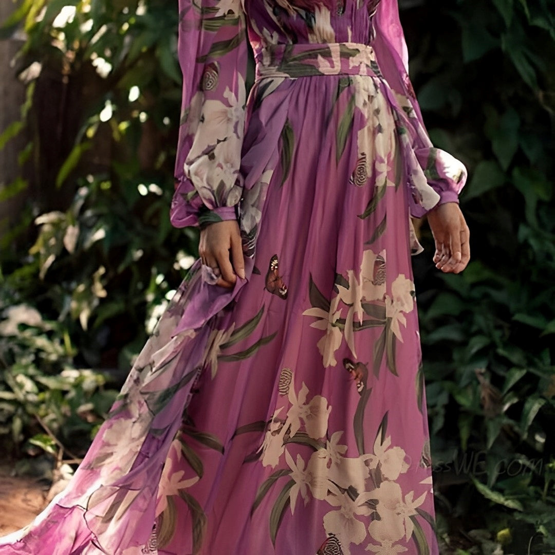 Florales langes Kleid Damen