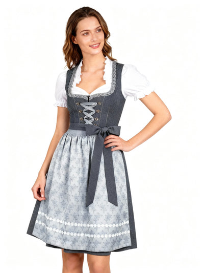 Dirndl Damen mit Schürze – Trachtenkleid in Dunkelgrau