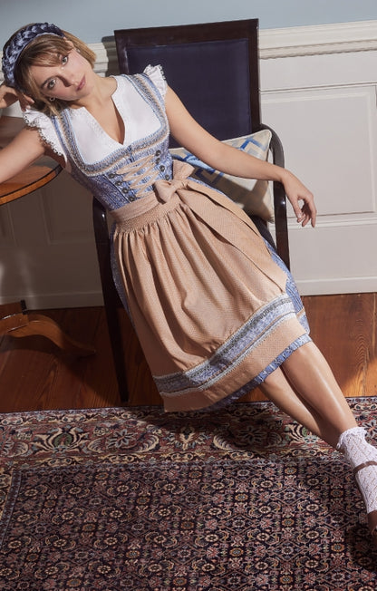 Dirndl Damen mini zweiteilig in Hellblau – Trachtenkleid