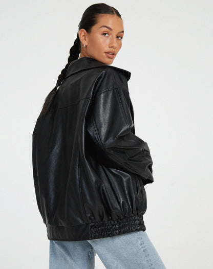 Modische Lederjacke Damen im Used-Look
