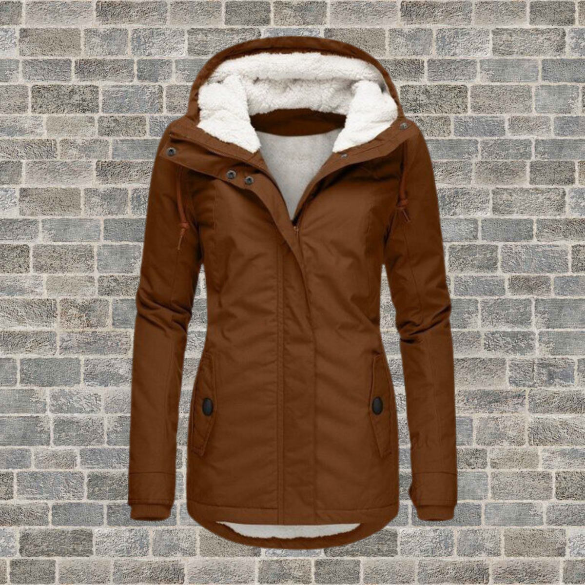Warmer plissierter Mantel Damen mit Kapuze