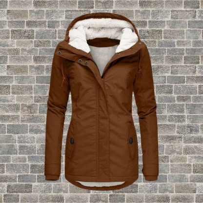 Warmer plissierter Mantel Damen mit Kapuze