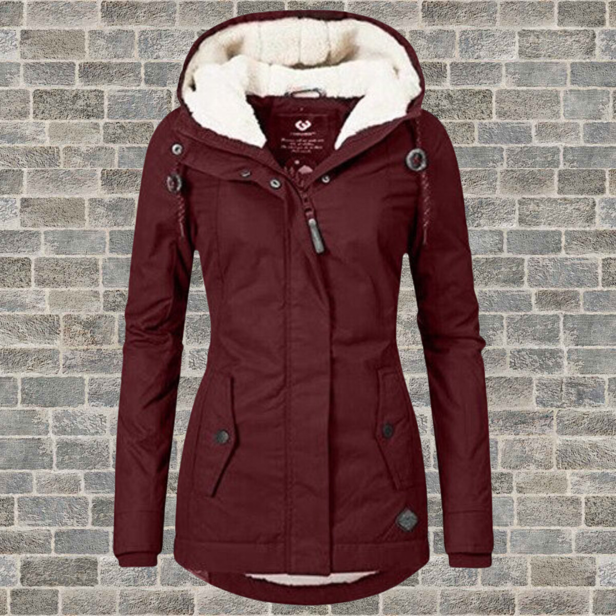 Plissierter Mantel Damen aus Baumwolle mit Kapuze – eleganter Wintermantel