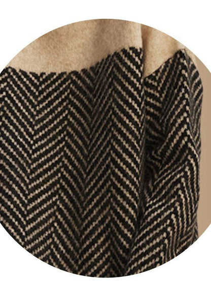 Rollkragenpullover Damen – warmer Strickpullover im Patchwork-Design