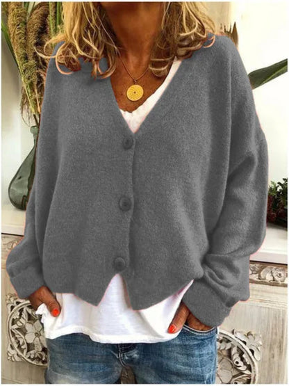 Strickjacke aus Baumwolle mit V-Ausschnitt – Cardigan mit Knopfleiste
